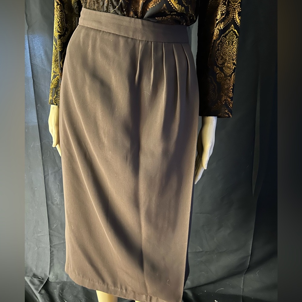 Cato Brown Pleated Pencil Midi Skirt for Work